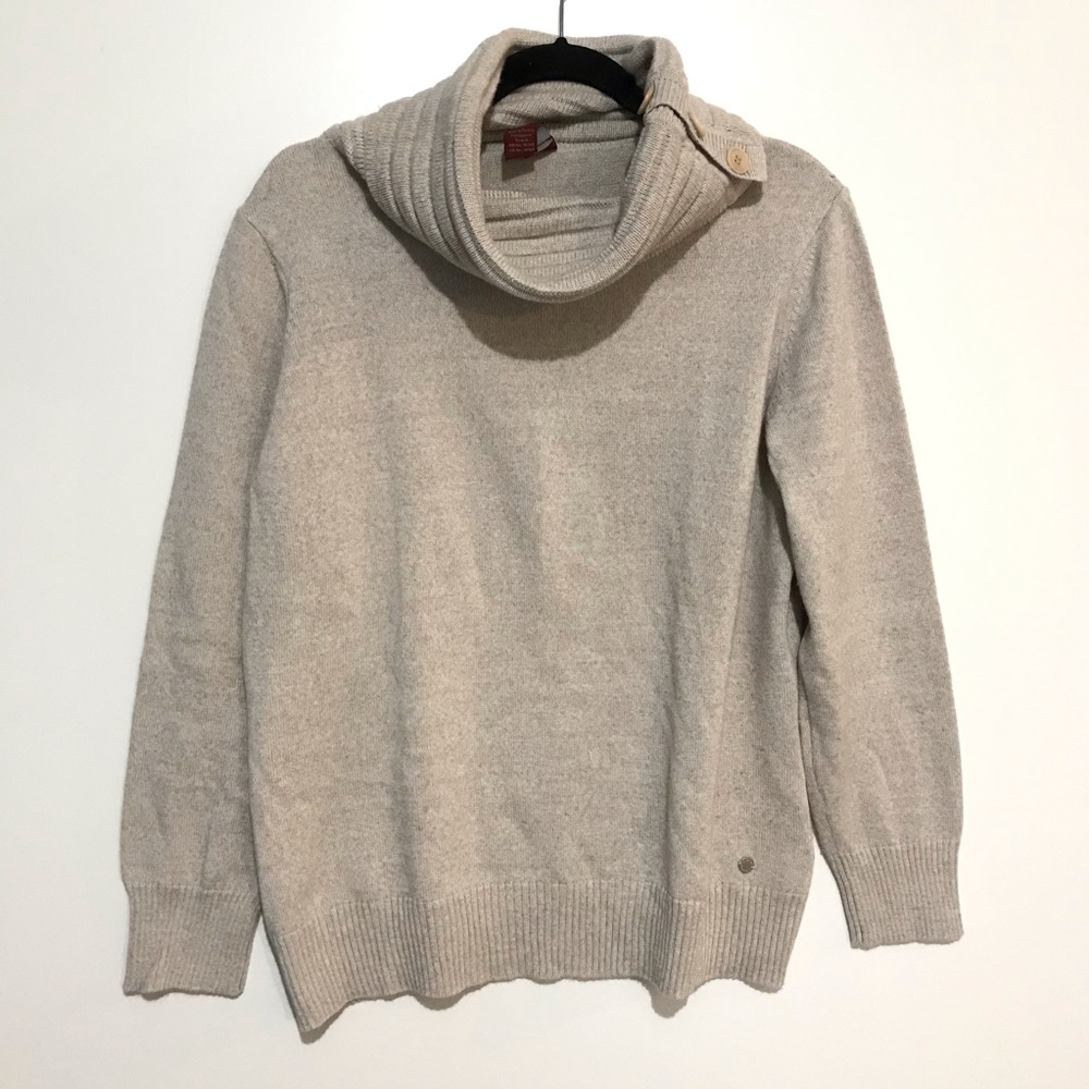 Olsen Europe Cowl Neck Wool Beige Sweater Size 14